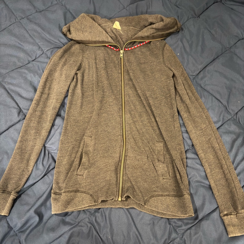 Roxy Charcoal Gray Zip-Up Hoodie